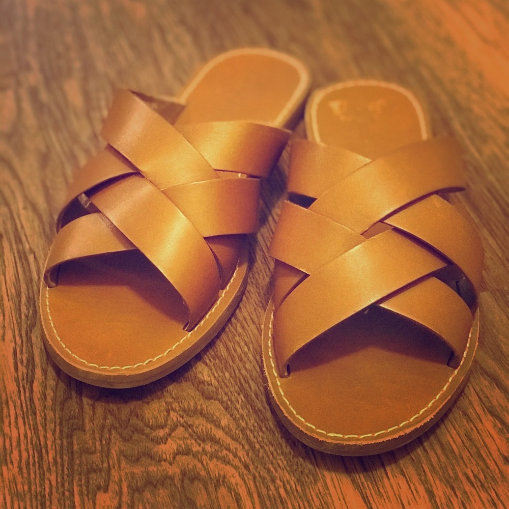 Madewell Boardwalk Leather Slide Size 8